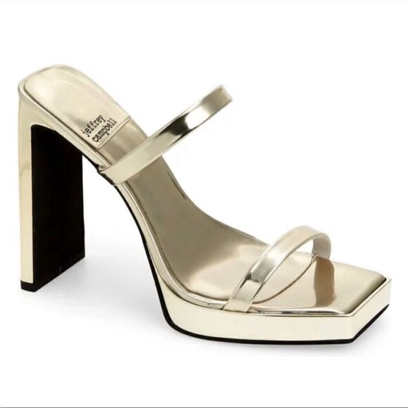 Nwt Jeffrey Campbell Gold Hustler Platform Sandal Size 7 - Picture 1 of 14